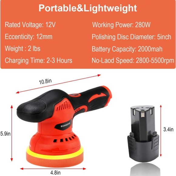 🆕 Cordless Sander Polisher color Red and Black - Picture 8 of 9